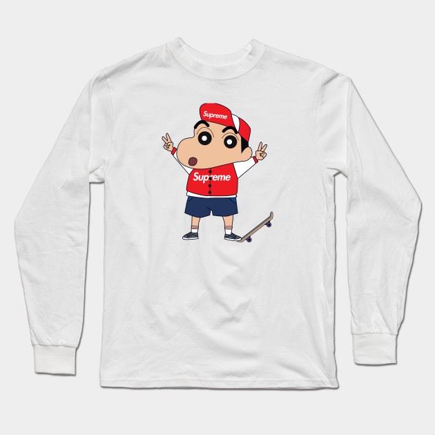 sinchan goes hypebeast Long Sleeve T-Shirt by SlaughterSlash